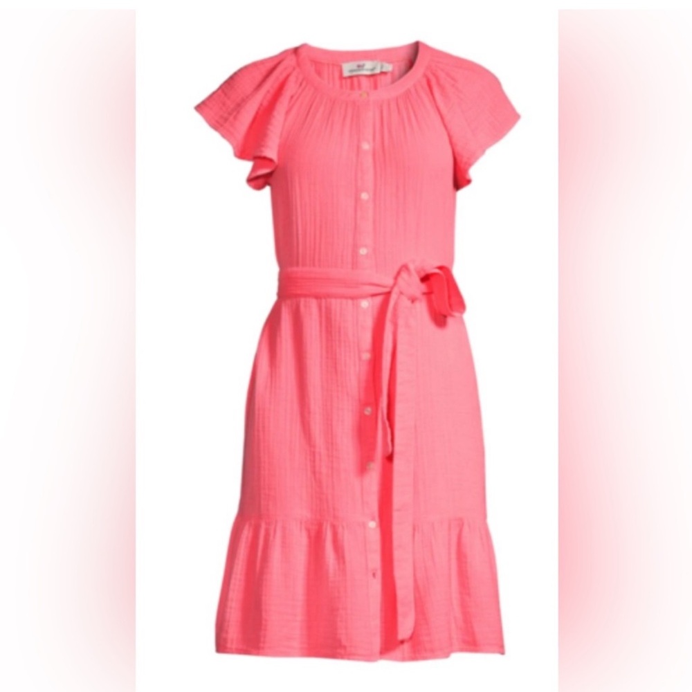 Vineyard Vines Double Gauze Shirt Dress in Neon Rosa